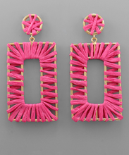 Load image into Gallery viewer, Robust Raffia Statement Earrings (Coal Black and Fun Fuchsia)
