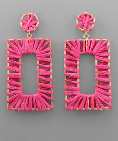 Robust Raffia Statement Earrings (Coal Black and Fun Fuchsia)