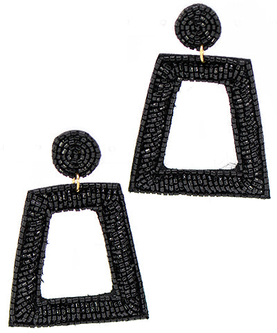 Seed Bead Trapezoid Statement Earrings  (Obsidian, Red Rose, and Lemon Drop)