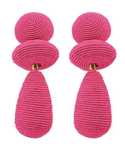 Load image into Gallery viewer, Thread Spread Statement Earrings (Rust and Hot Pink)
