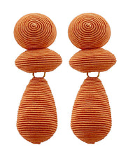 Load image into Gallery viewer, Thread Spread Statement Earrings (Rust and Hot Pink)
