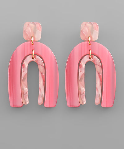 Double Pink Arch Statement Earrings