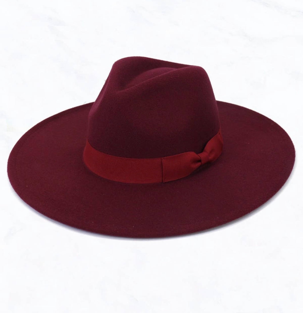 KNC Wide Brim Wine Fedora