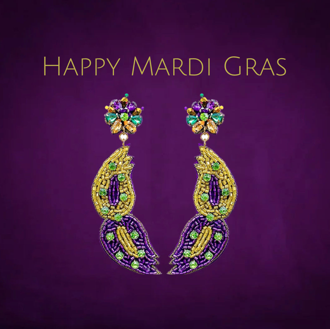 Mardi Gras Mask Statement Earrings